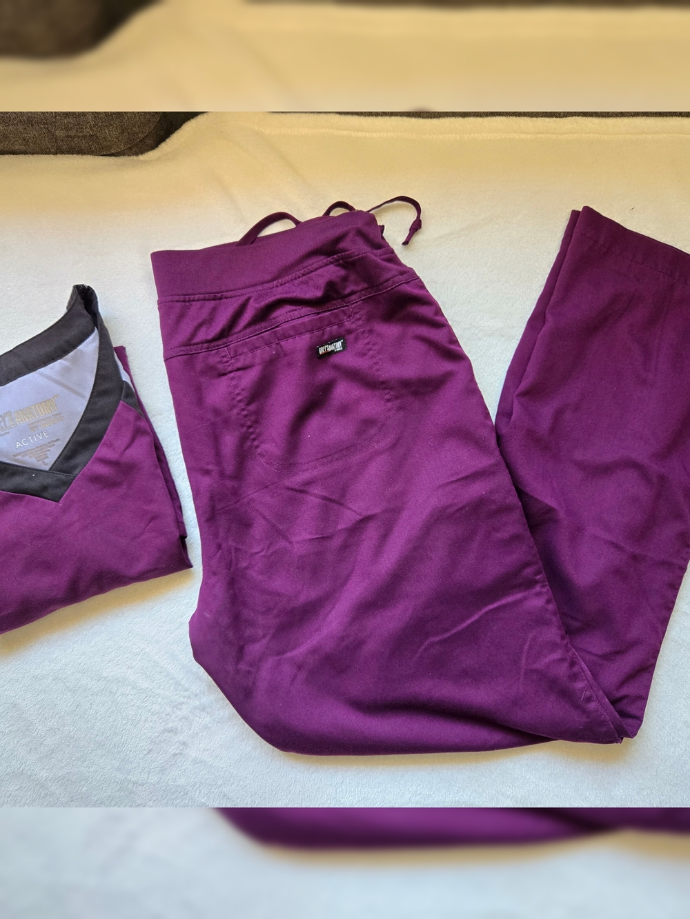 Grey's Anatomy Women's Purple Drawstring Jogger Scrub Pants
